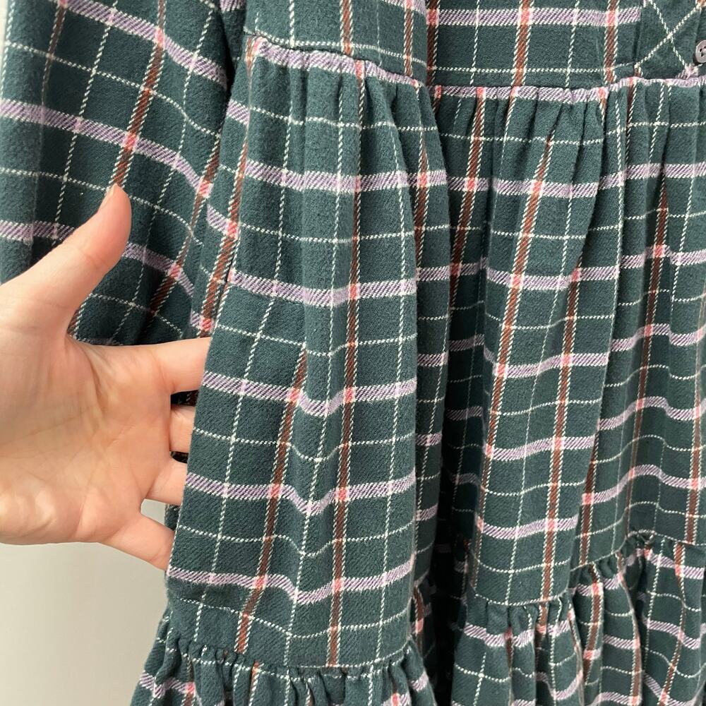 Madewell 4 Flannel Colette Mini Dress in Plaid Midnight Green NB856 - Picture 9 of 13